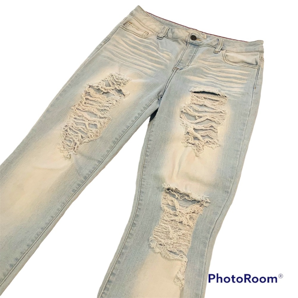 2 FOR $15 Cello Skinny Ripped Two-Tone Distressed Jeans Size 11